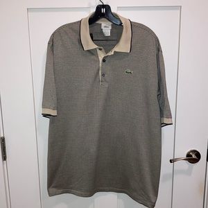 Men’s Lacoste polo shirt. Cream and brown.